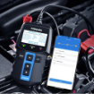 Battery test reports through the device's application for viewing or saving options.